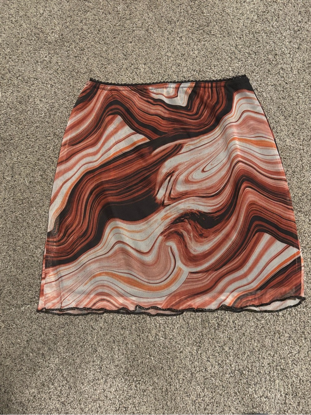 PrettyLittleThing Rust, Black & Cream Marble Mini Skirt